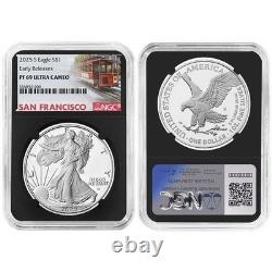 2025-S Proof $1 American Silver Eagle NGC PF69UC ER Trolley Label Retro Core