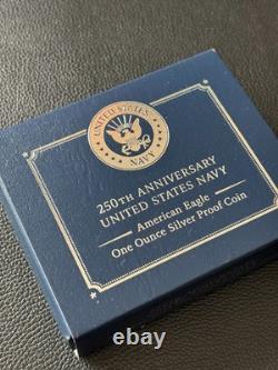2025 S Silver Eagle $1 US NAVY Privy 250th Anniversary US Mint Box Coin