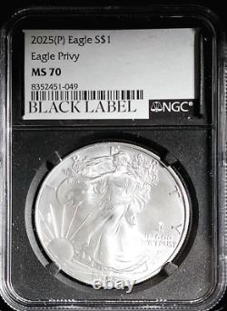2025 Silver Eagle (Soaring Eagle Privy Mark) NGC MS70 Black Label 1 of 250