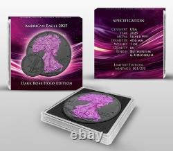 2025 U. S. Eagle Dark Rose Holo Edition 1 oz Silver Coin