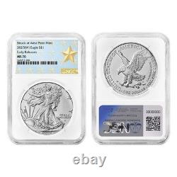 2025 (W) $1 American Silver Eagle 3pc Set NGC MS70 ER West Point Star Label Red