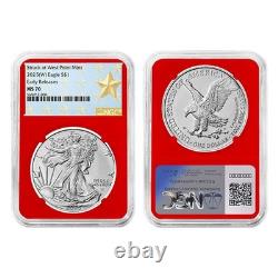 2025 (W) $1 American Silver Eagle 3pc Set NGC MS70 ER West Point Star Label Red