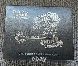2025-W Lazer Engraved Proof 1 oz. Silver Eagle Only 100K Minted OGP