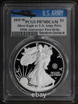 2025-W (PR70) Proof American Silver Eagle US Army Privy $1 PCGS FS First Strike