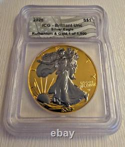 2025 W Silver Eagle ICG Ruthenium & Gold 1 of 1500
