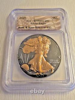 2025 W Silver Eagle ICG Ruthenium & Rose Gold 1/500