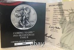 2025 X-MINT Coming To Life 5 Oz SILVER EAGLE NGC MS70 Antiqued AR GAUDIOSO