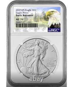 2025 p silver eagle with eagle privy ngc ms70 early releases mtn presale