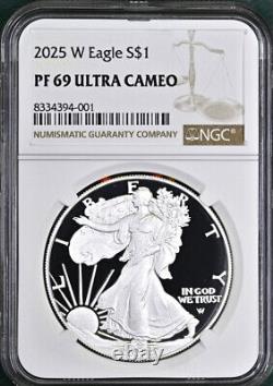 2025 w proof silver eagle ngc pf 69 uc brown label in hand