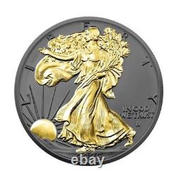 2026 1 oz Silver $1 BLACK EAGLE Ruthenium Edition 24KT Gold Gilded RDY 2 Ship