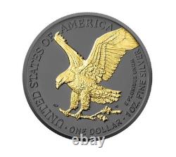 2026 1 oz Silver $1 BLACK EAGLE Ruthenium Edition 24KT Gold Gilded RDY 2 Ship
