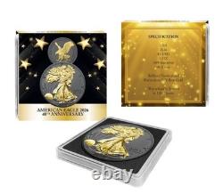 2026 1 oz Silver $1 BLACK EAGLE Ruthenium Edition 24KT Gold Gilded RDY 2 Ship