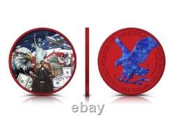 2026 American 1 Oz Silver Eagle Space Red with Blue Holo 250th with Color