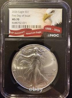 2026 American Silver Eagle MS-70 NGC (FDI, 40th Anniversary)
