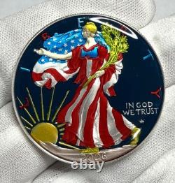 2026 Silver American Eagle Hand Enamel Liberty Sunsrise 1 oz. 999 Silver Coin