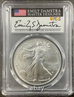2026 Silver American Eagle PCGS MS70 FDOI Damstra 40th Anniversary Label