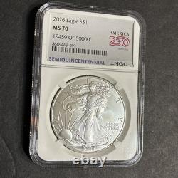 2026 Silver Eagle With 250 Official Mint Logo By NGC MS 70 250th Anniversary