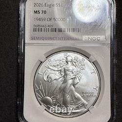 2026 Silver Eagle With 250 Official Mint Logo By NGC MS 70 250th Anniversary
