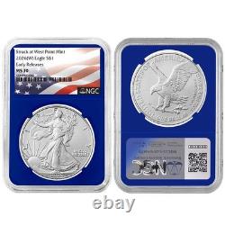 2026 (W) $1 American Silver Eagle 3pc Set NGC MS70 ER Flag Label Red White Blue