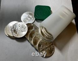 20 2013 American Silver Eagle $1 Coins UNC in US Mint Tube One Troy Oz. 999 Fine