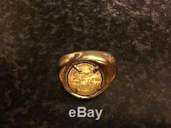 22ct Gold 1/10oz $5 Eagle Liberty Coin Mounted On 14ct Ring, United States Mint