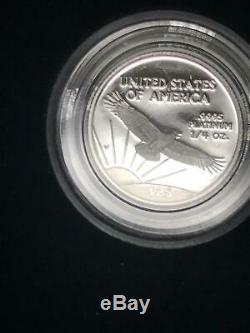 2 1997 Platinum PROOF $25 American Eagle 1/4 oz Coin US Mint CASE COA