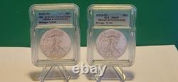 (2) 2015P Silver Eagles Limited Emergency Run Graded Bu & MS69 79,640 Minted