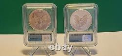(2) 2015P Silver Eagles Limited Emergency Run Graded Bu & MS69 79,640 Minted