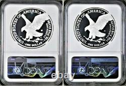 2 Coin Set, 2021 Type 2 W & S Proof Silver Eagles, Ngc Pf70uc, 35th Anniv