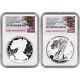 2 Pc 2012 S American Silver Eagle Proof 75th Anniversary Set Ngc Pf70 Trolley