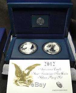 #3113 2012 S US Mint American Eagle Two Coin Silver Proof Set COA