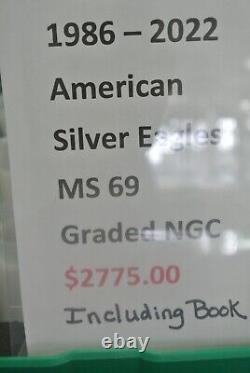 38 Coin Complete American Silver Eagle Set 1986-2022 NGC-MS69 Includes Type 2