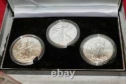 3 American Silver Eagle Coins In U. S Mint Box As Shown Bu 2019 2020 2021