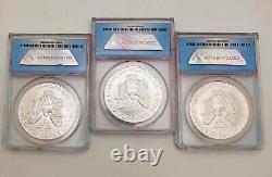 3 COINS- 2001, 2002, 2003 AMERICAN SILVER EAGLE ANACS MS70 BLUE LABEL Certified