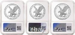 3 Coin Set, 2025 Silver Eagles 250th Anniversary Privy NGC PF69 FR 250