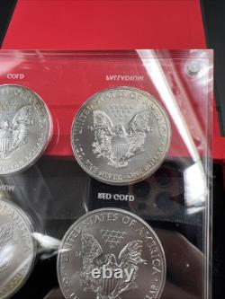 4 Coin Set 2015 1 Oz ASE American Silver Eagle with Metal Overlays in Case