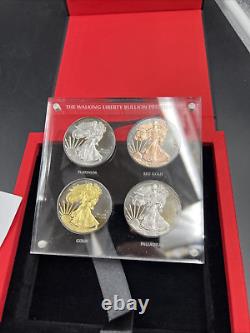 4 Coin Set 2015 1 Oz ASE American Silver Eagle with Metal Overlays in Case