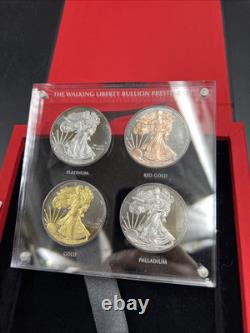 4 Coin Set 2015 1 Oz ASE American Silver Eagle with Metal Overlays in Case
