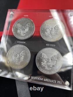 4 Coin Set 2015 1 Oz ASE American Silver Eagle with Metal Overlays in Case