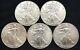 (5) 2016 Silver United States $1 Eagle One Troy Oz. 999 Fine Coin Lot Unc+