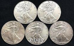 (5) 2016 Silver United States $1 Eagle One Troy Oz. 999 Fine Coin Lot UNC+