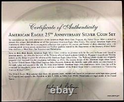 5 US Coins 2011 American Silver Eagle 25th Anniversary Set OGP/COA