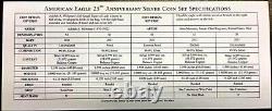 5 US Coins 2011 American Silver Eagle 25th Anniversary Set OGP/COA
