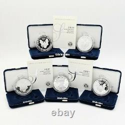 5 x 2021-W American Eagle One Ounce (1oz) Silver Proof Coin (21EA) In Hand Lot