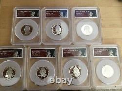 7 Coins Eagle Reverse 90% Silver S Mints 1st Proofs Defender holder 1992-98