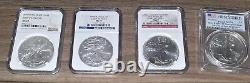 AMERICAN SILVER EAGLES 2007W, 2008W, 2011,2021S Mixed Lot Graded MS70 MS69