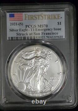 AMERICAN SILVER EAGLES 2007W, 2008W, 2011,2021S Mixed Lot Graded MS70 MS69