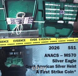 AMERICAN SILVER EAGLE HEIST JANUARY 14, 2026 1oz SILVER FIRST STRIKE ANACS MS70