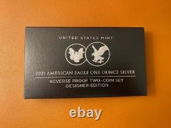 American Eagle 2021 One Ounce Silver Reverse Proof Two-Coin Set