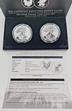 American Eagle 2021 One Ounce Silver Reverse Proof Two-Coin Set 21XJ Fast Ship